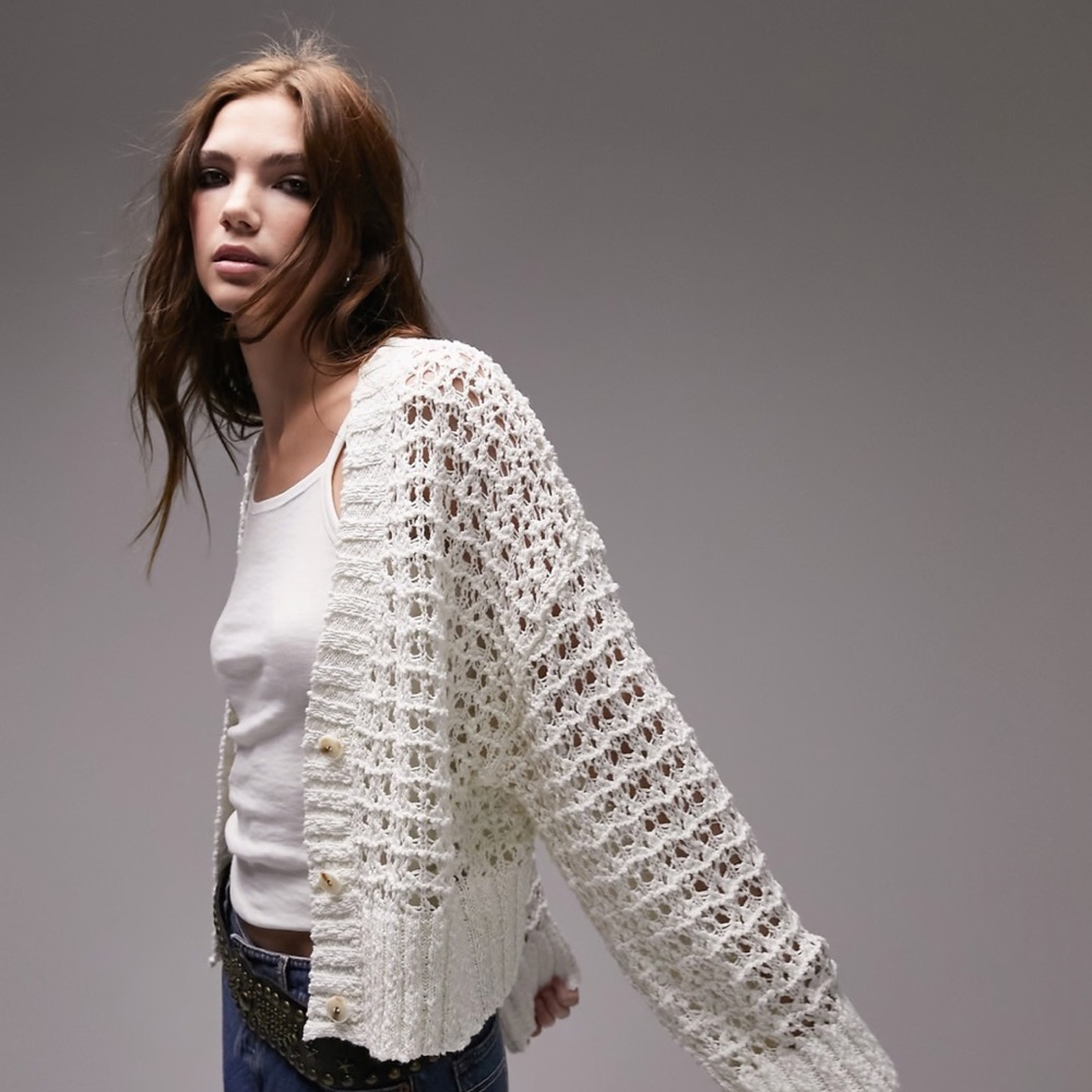 Topshop Cream Knit Cardigan